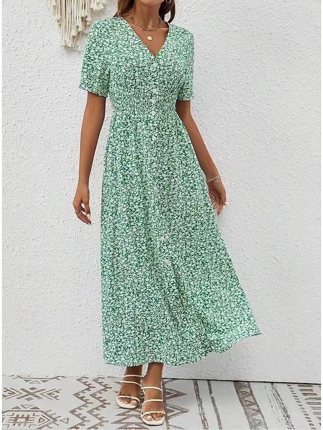 Elegant V-Neck Split Dress by Greta 
