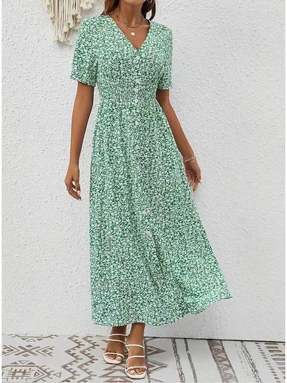 Elegant V-Neck Split Dress by Greta 