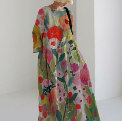 Vibrant Floral A-Line Dress by Greta 