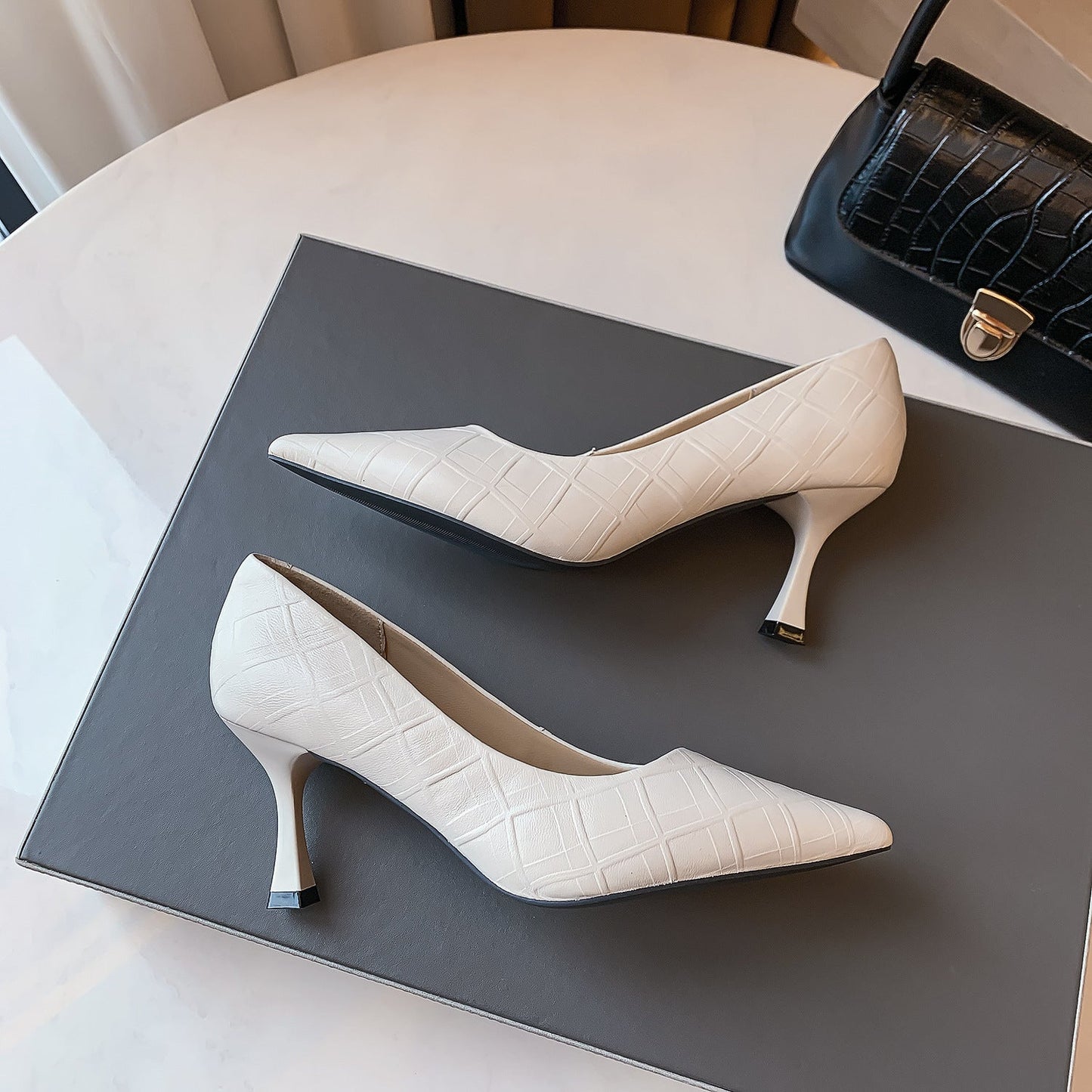 Elegant Sheepskin Pointed Heels by Greta 