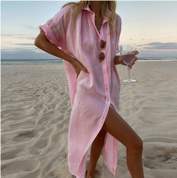Lightweight Greta  Cotton Cardigan Dress
