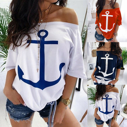 Nautical Anchor Off-Shoulder Top by Greta 