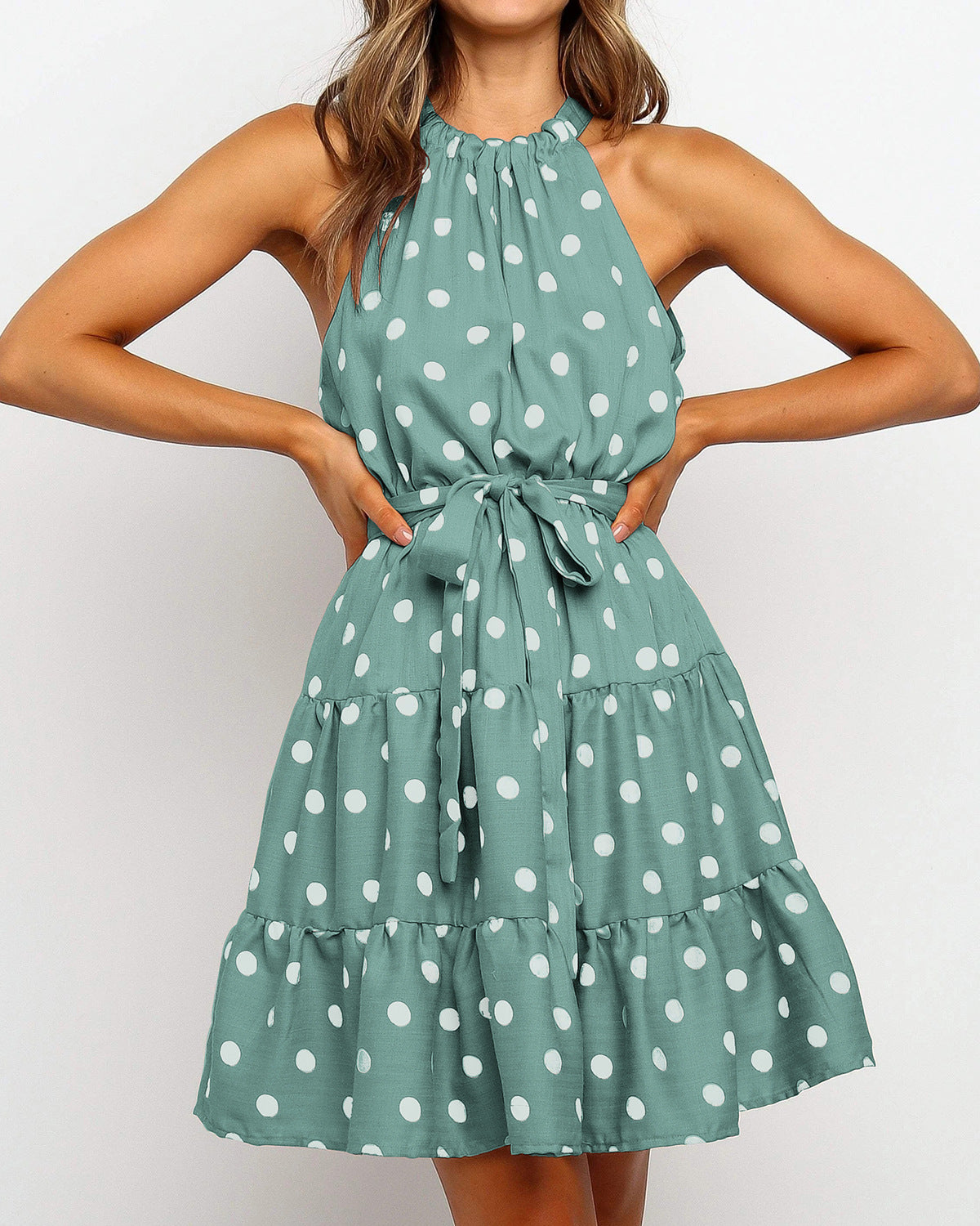 Chic Polka Dot Halter Dress by Greta 