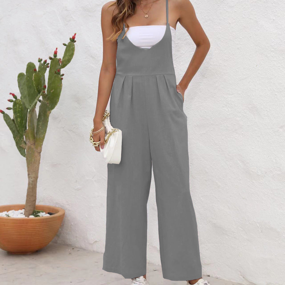 Chic Linen Blend Greta  Casual Jumpsuit