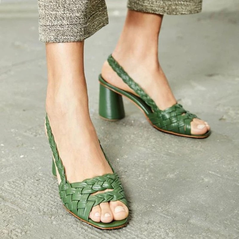 Chic Woven Heeled Sandals by Greta 