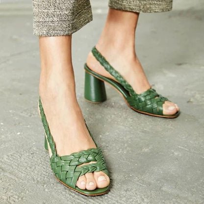 Chic Woven Heeled Sandals by Greta 