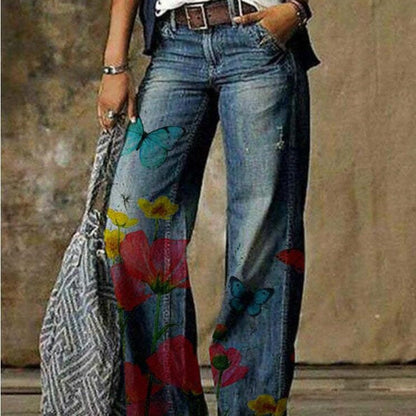 Artistic Floral Wide Leg Pants by Greta 