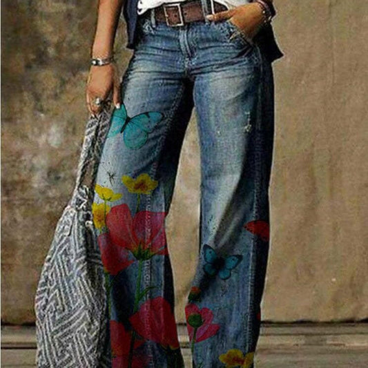 Artistic Floral Wide Leg Pants by Greta 