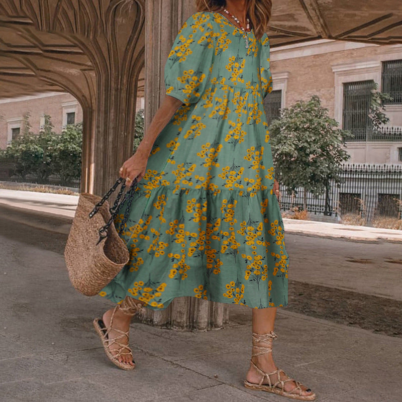 Floral Print Greta  Summer Midi Dress