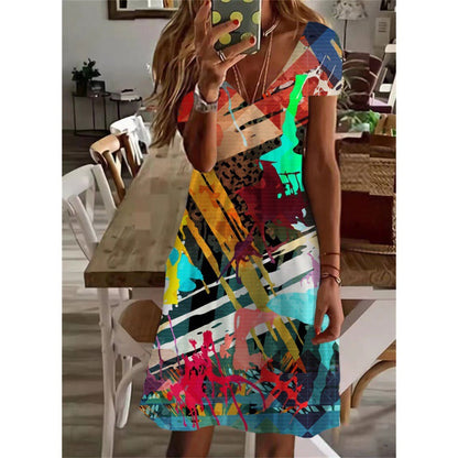 Vibrant V-Neck Summer Dress by Greta 