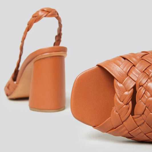 Chic Woven Heeled Sandals by Greta 