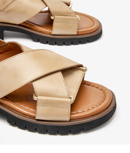 Retro Cross Strap Sandals by Greta 