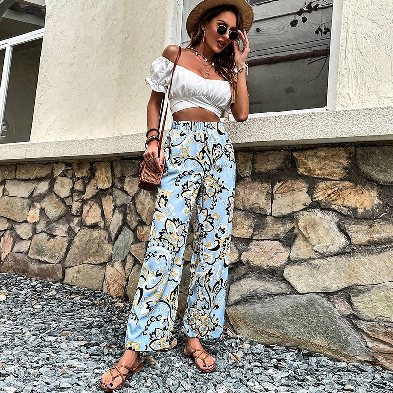 Floral Print Straight-Leg Pants by Greta 