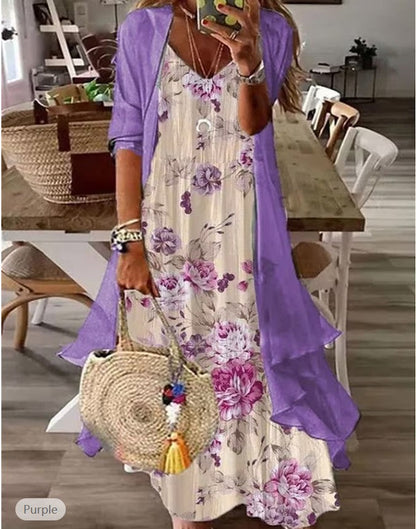 Floral Print Greta  Summer Two-Piece Dress Set