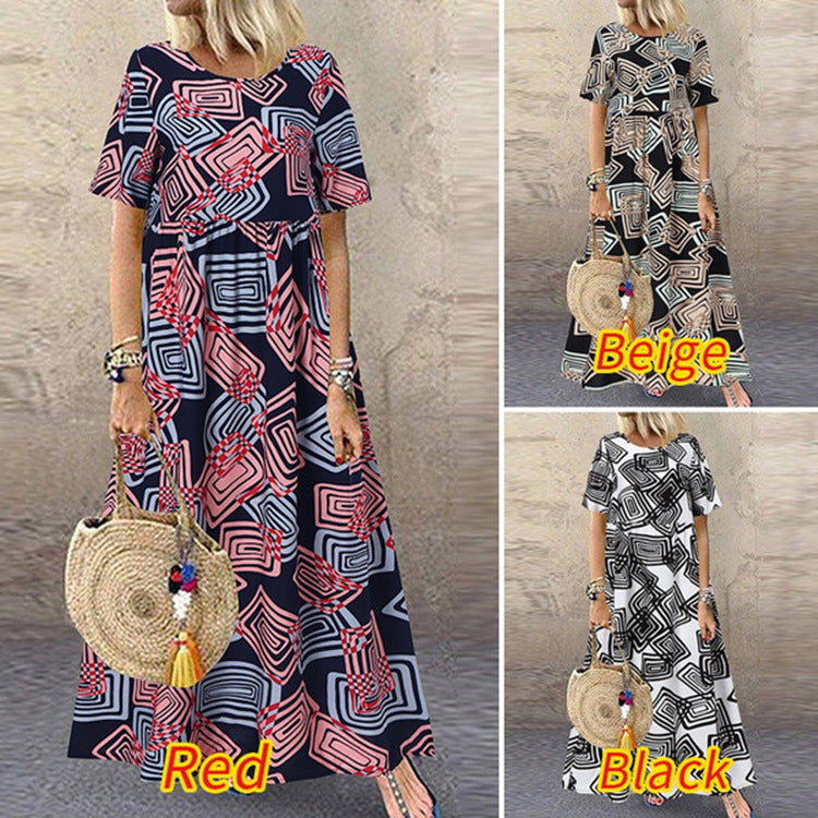Geometric Summer Maxi Dress by Greta 