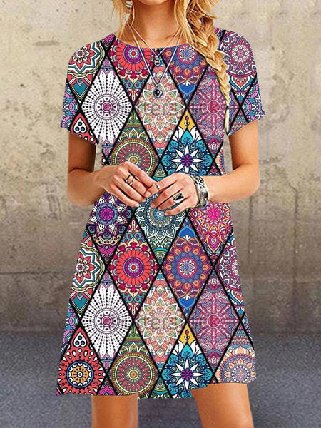 Vibrant Printed Ultra-Short Dress by Greta 