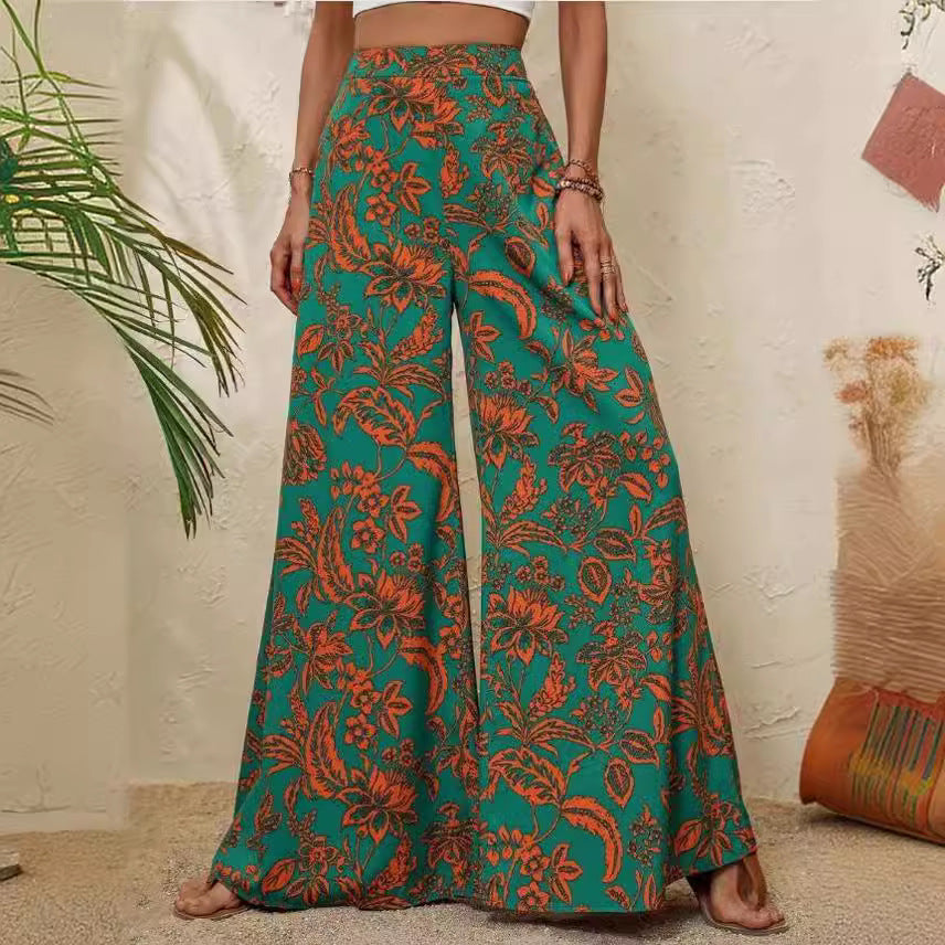 Elegant Floral Wide Leg Pants by Greta 