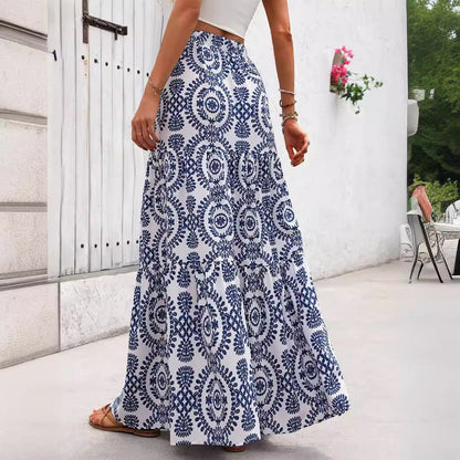 Blue Porcelain Print Greta  Swing Skirt