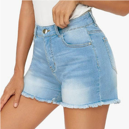 High Waist Slim Fit Denim Shorts by Greta 