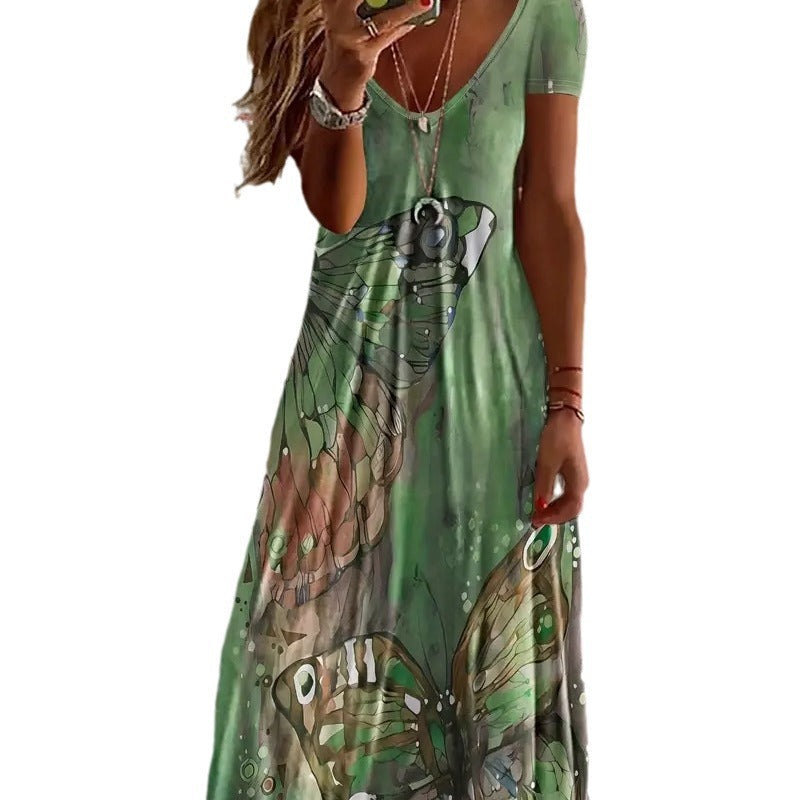 Bohemian Butterfly Print Greta  Maxi Dress