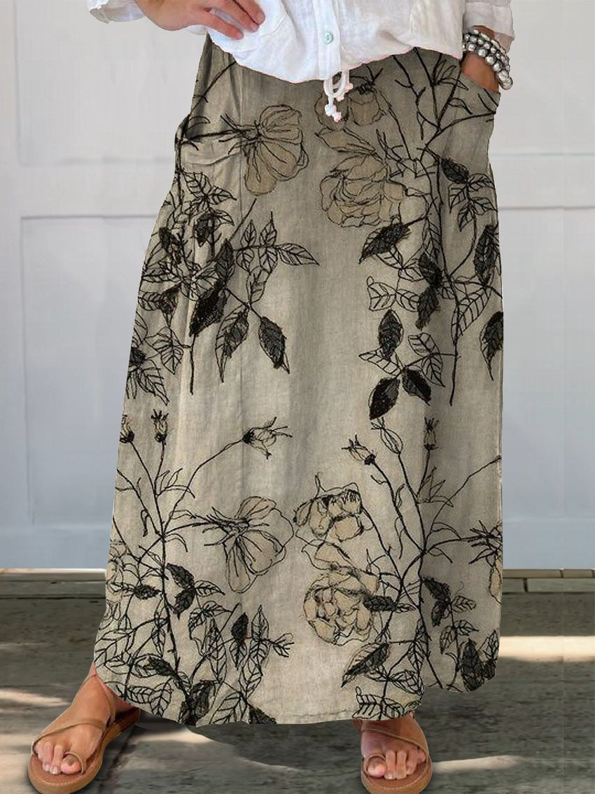 Retro Floral Greta  Everyday Pocket Skirt