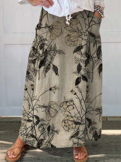 Retro Floral Greta  Everyday Pocket Skirt