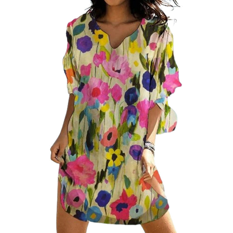 Fresh Floral Greta  Summer Vacation Dress