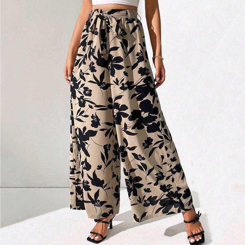 Floral High Waist Wide Leg Pants by Greta 