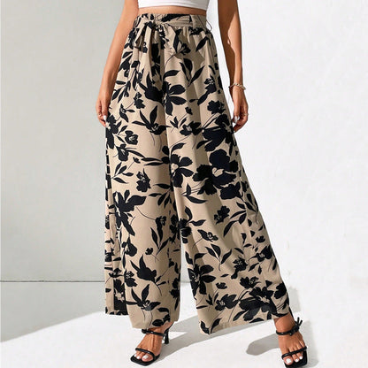 Floral High Waist Wide Leg Pants by Greta 