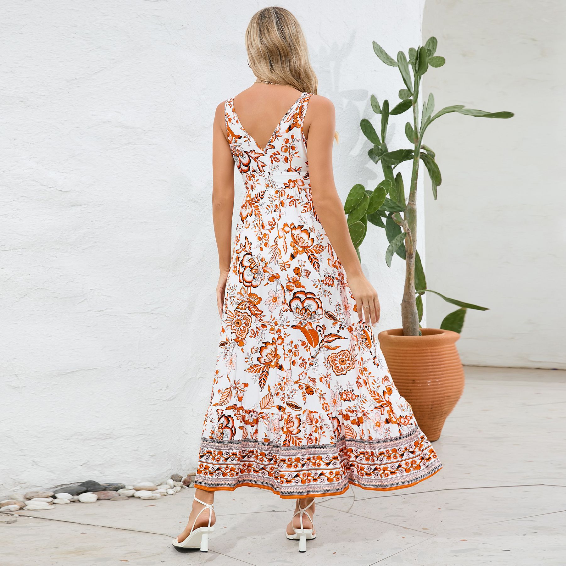 Floral V-Neck Maxi Dress by Greta 