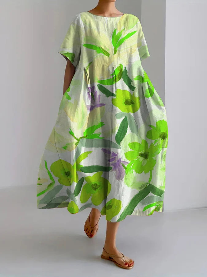 Artful Floral Greta  Summer Midi Dress