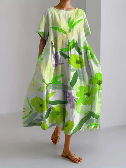Artful Floral Greta  Summer Midi Dress