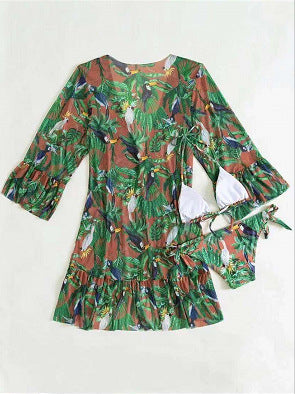 Tropical Print Greta  Bikini Kimono Set