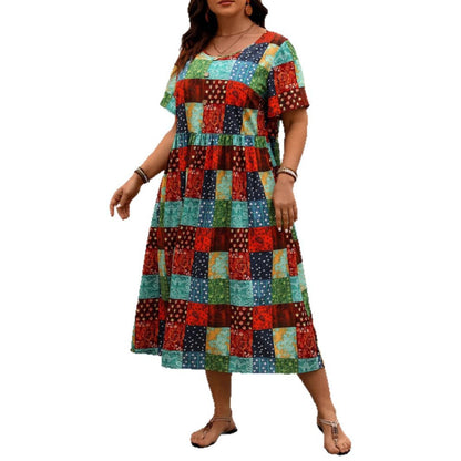 Vibrant Patchwork Greta  Summer Maxi Dress