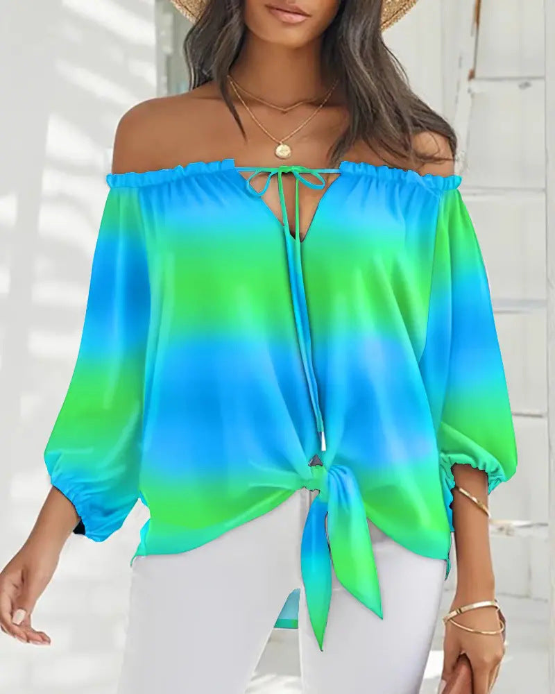Chic Off Shoulder Printed Top Greta 