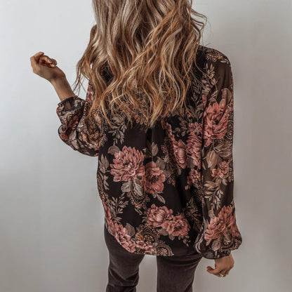 Floral Chiffon V-Neck Top Greta 