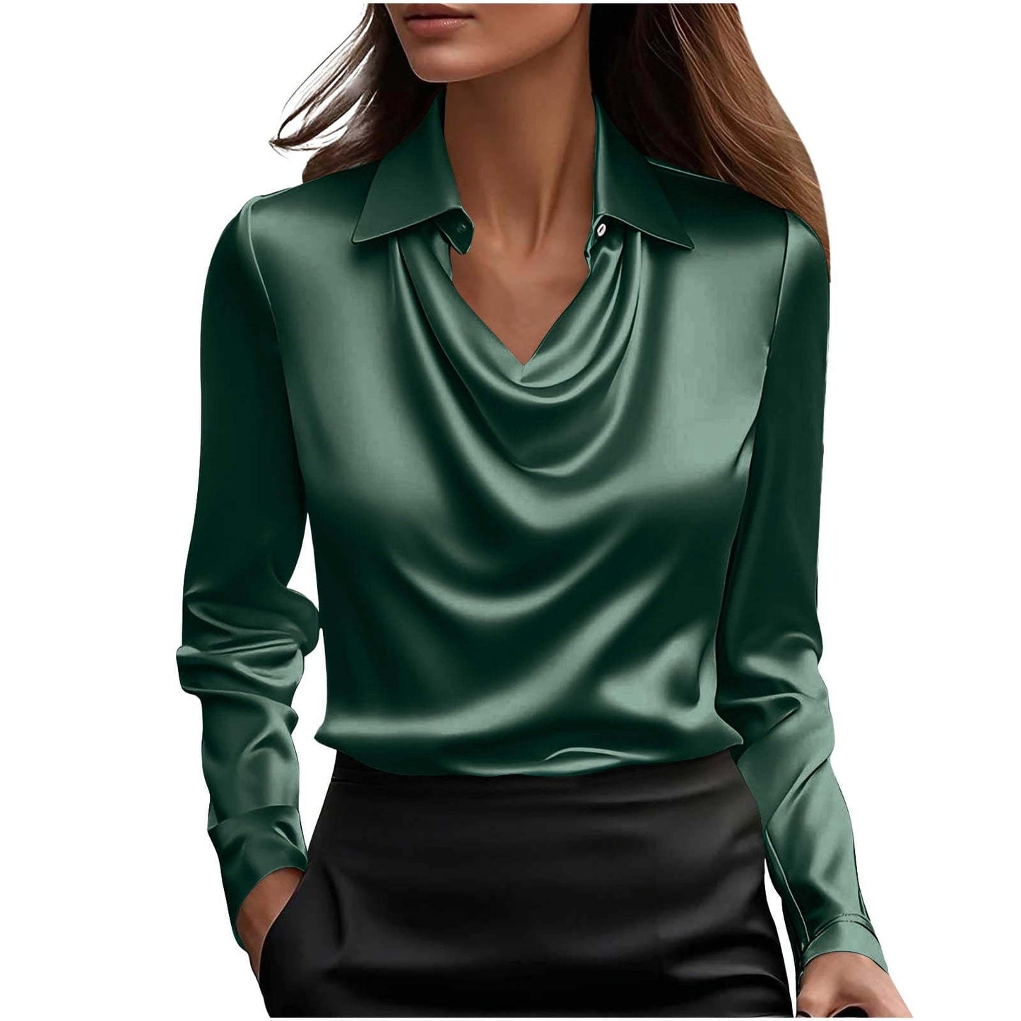 Elegant Satin Swing Collar Top by Greta 