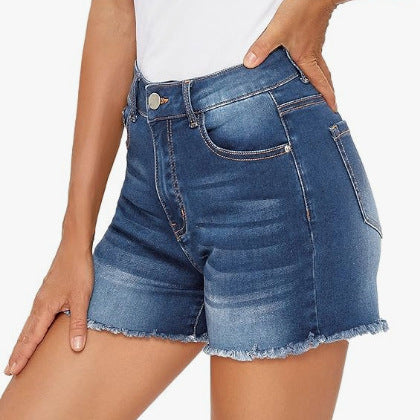 High Waist Slim Fit Denim Shorts by Greta 