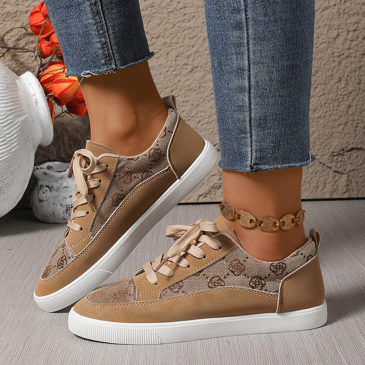 Floral Embroidered Greta  Casual Sneakers