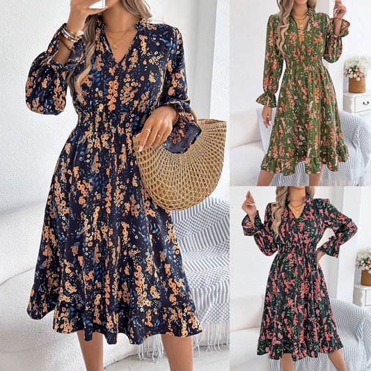 Floral Bell Sleeve Greta  Midi Dress