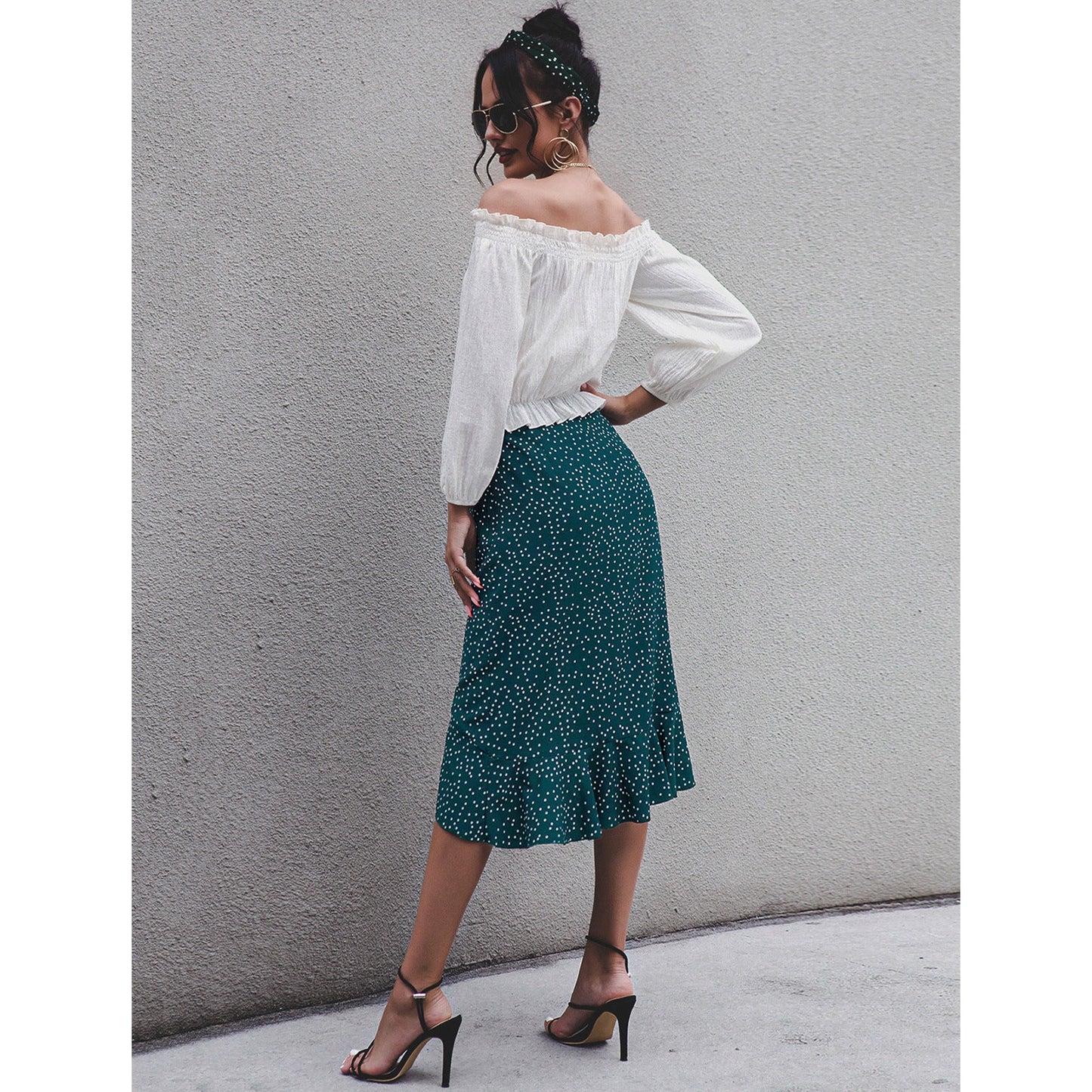 Elegant Ruffle Polka Dot Skirt by Greta 