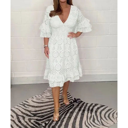 Chic Embroidered V-Neck Dress by Greta 