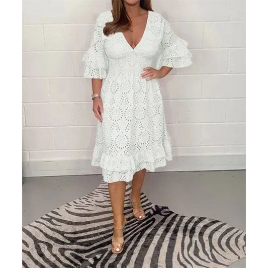 Chic Embroidered V-Neck Dress by Greta 