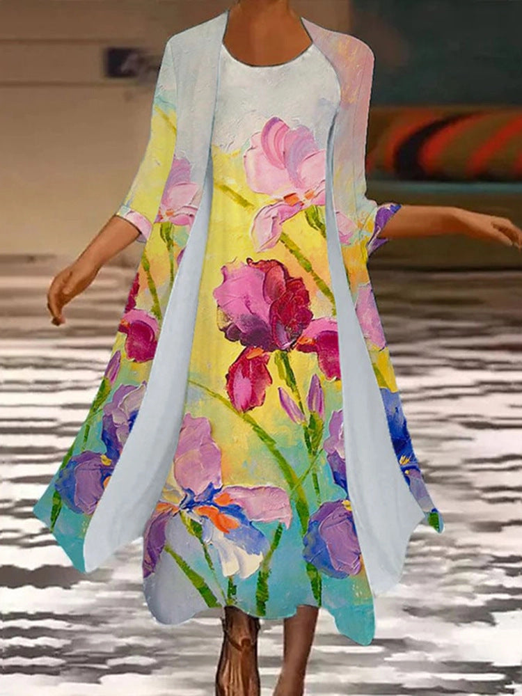 Elegant Floral Greta  Summer Two-Piece Dress