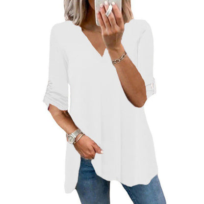 Chic V-Neck Loose Chiffon Top by Greta 