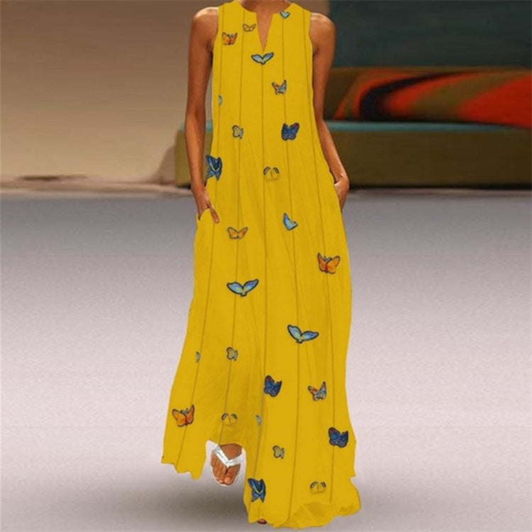 Vibrant V-Neck Swing Dress by Greta 