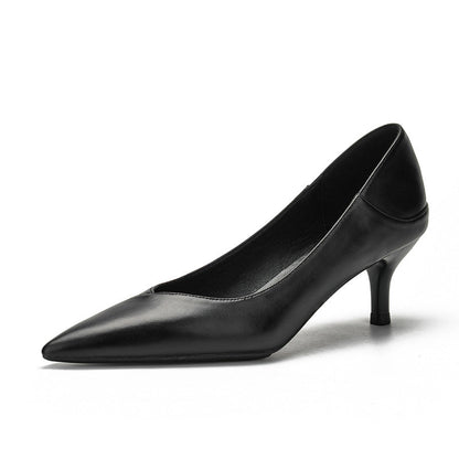 Elegant Black Sheepskin Heels by Greta 