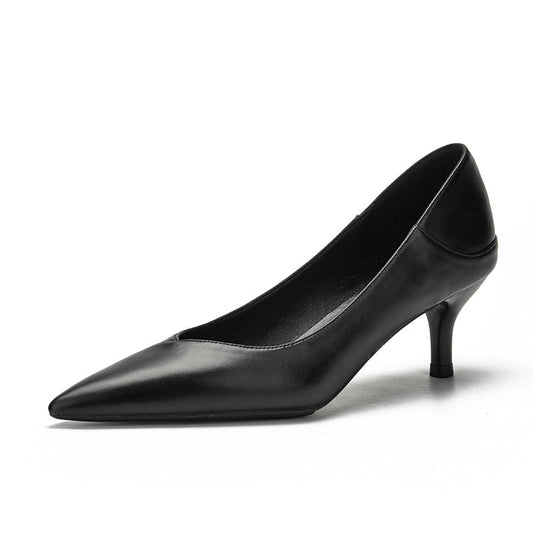 Elegant Black Sheepskin Heels by Greta 
