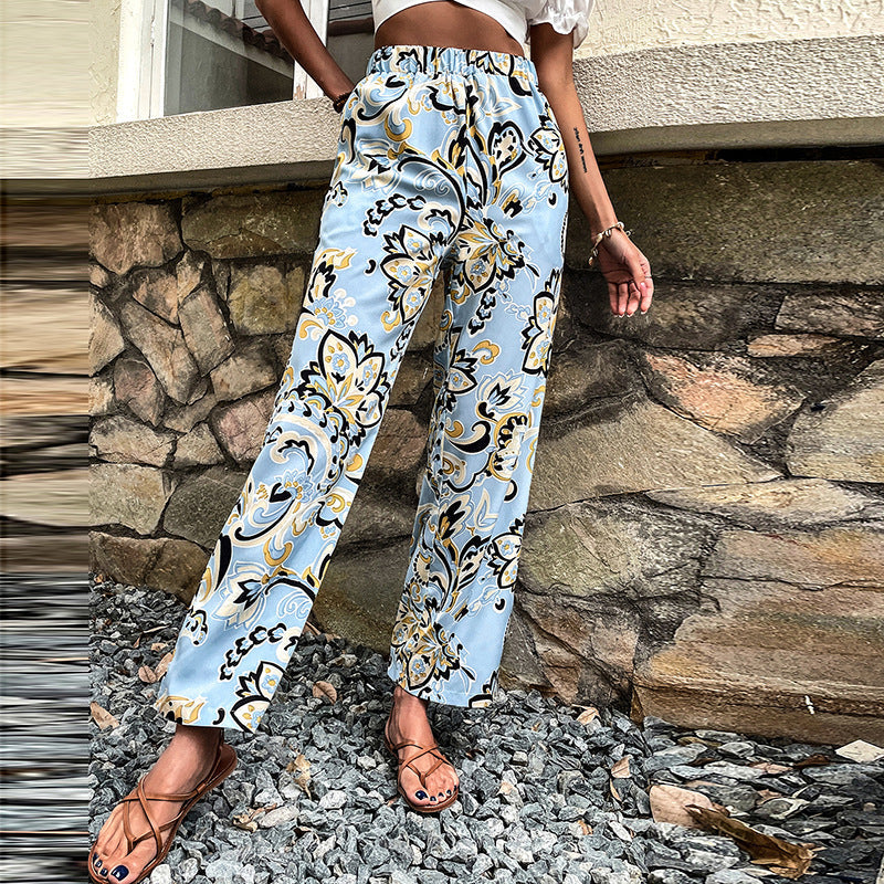 Floral Print Straight-Leg Pants by Greta 