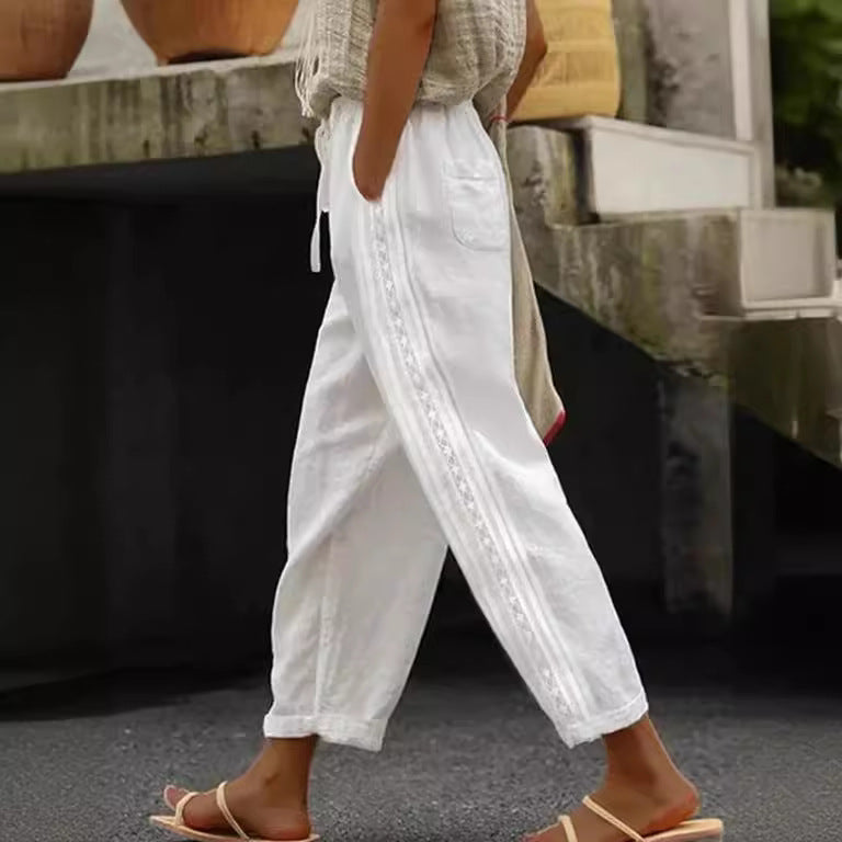 Elegant Cotton Linen Cropped Pants Greta 